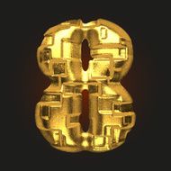 vector golden letter 8 N6