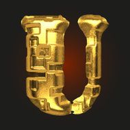 vector golden letter u N6