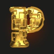 vector golden letter p N6