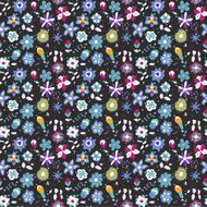 seamless pattern of abstract flowers on a dark background