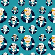Different sailors seamless vector pattern in cartooning style N2