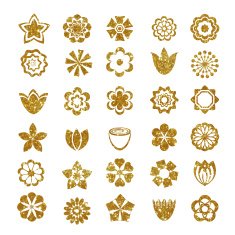 Flower set made of gold texture N2
