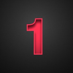 Number 1 Design (One) Red on Carbon Fiber Background