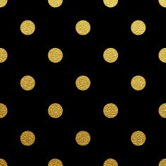 Gold polka dot seamless pattern on black background