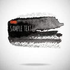 Black watercolor blob isolated on white N18