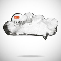 Black watercolor blob isolated on white N19