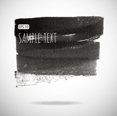 Black watercolor blob isolated on white N21