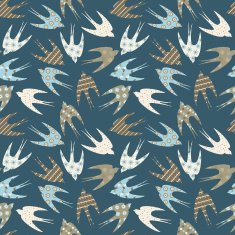 Seamless pattern with ornamental swallows