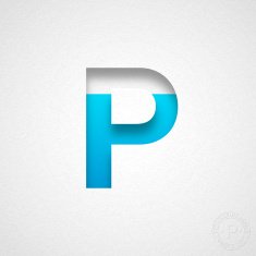 Alphabet P Design - Blue Letter on Watercolor Paper