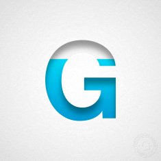 Alphabet G Design - Blue Letter on Watercolor Paper