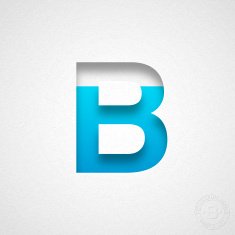 Alphabet B Design - Blue Letter on Watercolor Paper