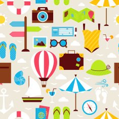 Flat Summer Holiday Seamless Pattern
