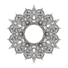 Zentangle stylized Round Indian Arabic Mandala Hand drawn vin N2