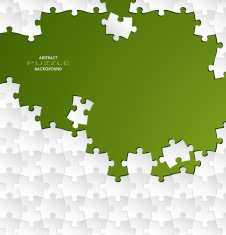 Abstract white group puzzle with green background