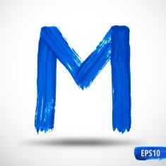 Watercolor Alphabet Letter M Grunge background