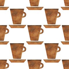 Watercolor seamless pattern with cup saucer N2