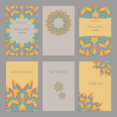 Vector Set of cards templates in ethnic American Indian style