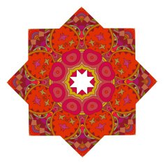 Red mandala with floral print isolated on a white background N2