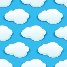 Seamless background pattern of fluffy white clouds