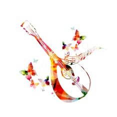 Colorful mandolin with butterflies N2