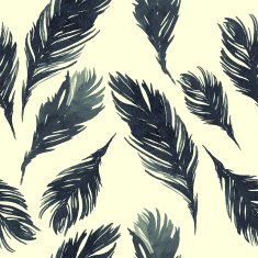 Seamless Pattern with Watercolor Feathers N9