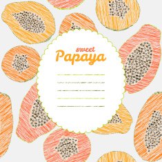 Text frame Endless papaya texture repeating fruit background