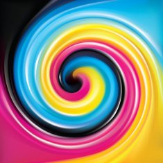 Vector swirl background of primary colors printing process CMYK