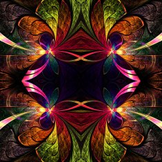 Symmetrical fractal pattern in stained-glass window style N2