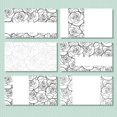 Business cards with roses pattern Vector illustration N2