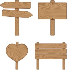 Four Wooden Signs