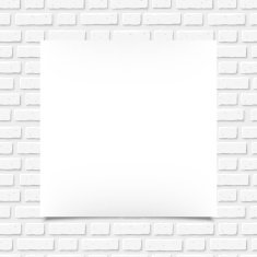 White blank poster on a brick wall Vector illustration