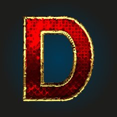 d vector red letter with gold