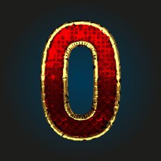 0 vector red letter with gold