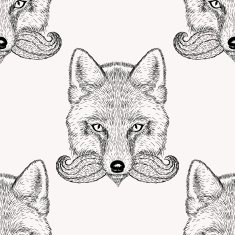 Sketch fox with a beard and moustache N2