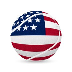 Tennis balls with US flag isolated on white N2
