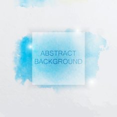 Abstract Watercolor Background with Blue Splash and Square
