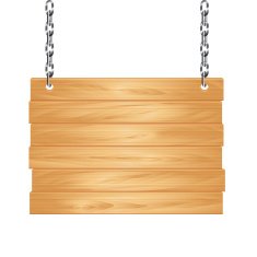 Wooden sign on chain vector illustration