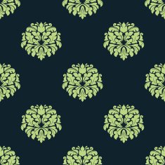 Seamless green colored damask pattern