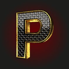 p black letter with gold