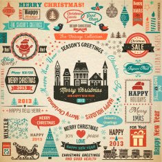 Collection of Christmas Design Elements Vector Illustration