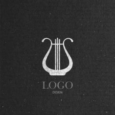 vector illustration with the harp on cardboard texture music