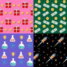 Seamless patterns Set 4 Colorful objects