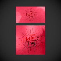 handwritten Happy Mothers Day retro label with light rays N6