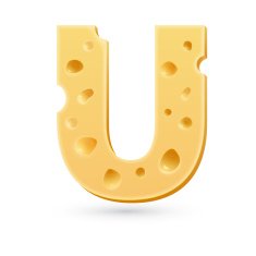 Cheese U letter Symbol isolated on white N2
