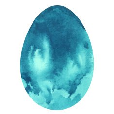 Watercolor blue Easter egg closeup isolated