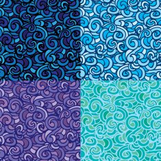 seamless patterns with abstract handdrawn waves in blue colors N2