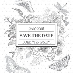 Save the Date - Floral Shabby Chic Card N2