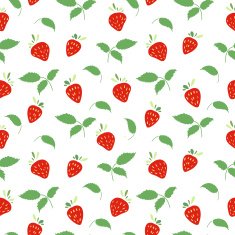 Seamless pattern with strawberries and leaves Simple colors Vector N2