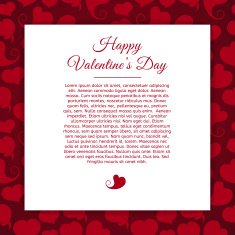 Template greeting card on red background with hearts N2