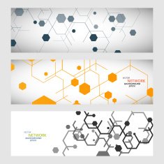 Set abstract modern pattern of hexagons circuits N10